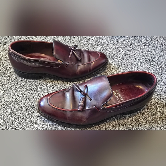 JOHNSON & MURPHY ARISTOCRATS ALL LEATHER DARK BURGUNDY SLIP ON Mens Size 8 - Picture 10 of 11